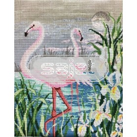 stramien + garenpakket, flamingo's (100% wol)