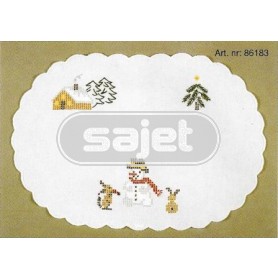 kruis/steelsteekkleedje sneeuwtafereel, wit