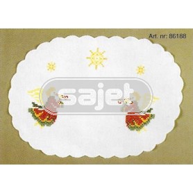 kruissteekkleedje kerstengelen met trompet, wit