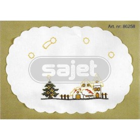 kruis/steelsteekkleedje dorp in kerstsfeer, wit