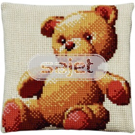 kruissteekkussen teddybeer