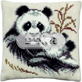 kruissteekkussen panda met jong