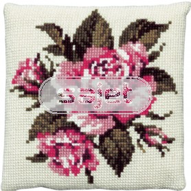 kruissteekkussen rose rozen
