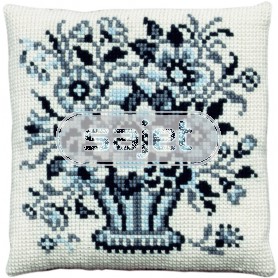 kruissteekkussen delftsblauw boeket