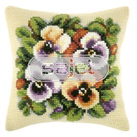 kruissteekkussen viooltjes