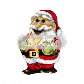 kruissteekkussen lachende kerstman met ster