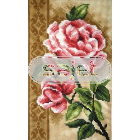 kruissteekwandkleed stijlpatroon, rose pioenrozen