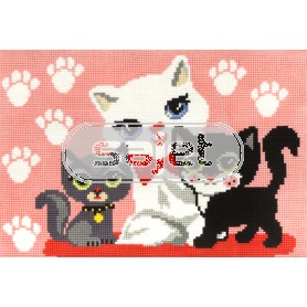 kruissteekwandkleed poezen op rose