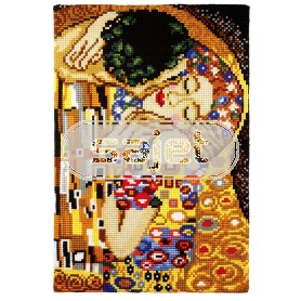 kruissteekwandkleed klimt, de kus