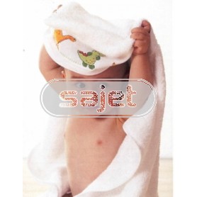 badstof babycape + capuchon, wit (incl. aida borduurrand)