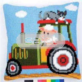 kruissteekkussen boerderij, tractor