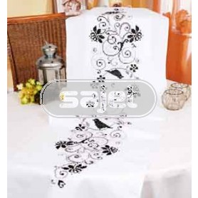kruissteekloper vogels met bloemen, wit