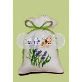 borduurpakket kruidenzakje, bloemen met vlinder