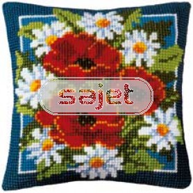 kruissteekkussen klaprozen/margrieten-1