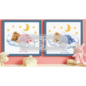 borduurpakket geboorte tim/julie (incl. blauw/rose garen)