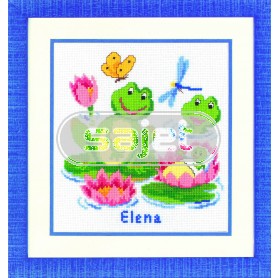 borduurpakket familie kikker, geboorte elena