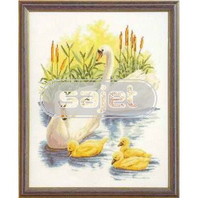 borduurpakket zwanen met jongen