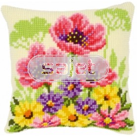 kruissteekkussen voorjaarsbloemen