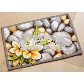 kruissteekvloerkleed lotusbloemen
