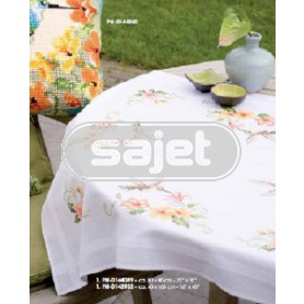 kruissteekdekservet kolibrie met bloemen, wit