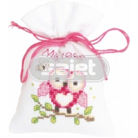 borduurpakket kruidenzakje, taterende uiltjes/rose