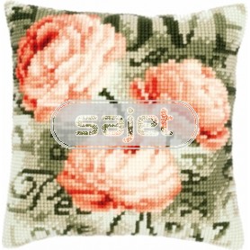 kruissteekkussen love&peace, rozen in knop