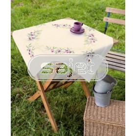 kruissteekdekservet olijven, ecru