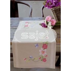kruissteekloper amaryllis met bloemen, beige