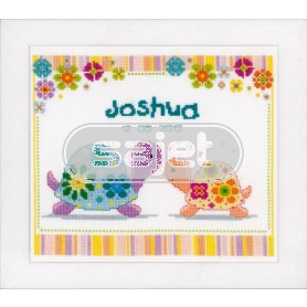borduurpakket schildpadjes, geboorte joshua