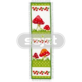borduurpakket boekenlegger, vier paddenstoelen