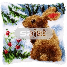 knoopkussen konijn in wintersfeer