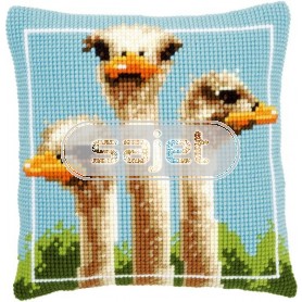 kruissteekkussen struisvogels