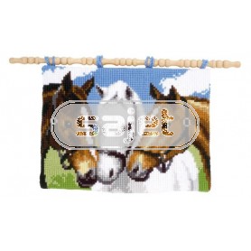 kruissteekwandkleed drie paarden