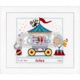 borduurpakket circus, geboorte jules