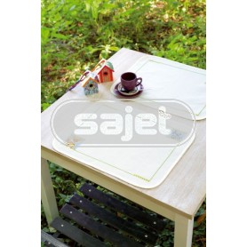 placemat (2 st.) vosje en wasbeertje, wit op aida