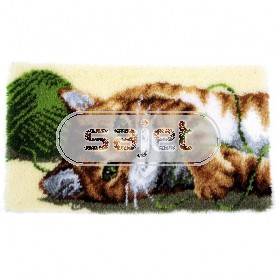 knoopkleed poes spelend met bol wol
