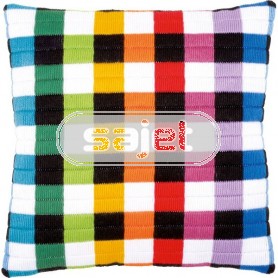 spansteekkussen gekleurde vierkanten