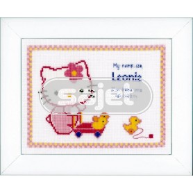 borduurpakket hello kitty, geboorte leonie