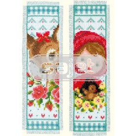 borduurpakket boekenlegger (2 st.) bambi/roodkapje