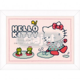 borduurpakket hello kitty, door de plassen...