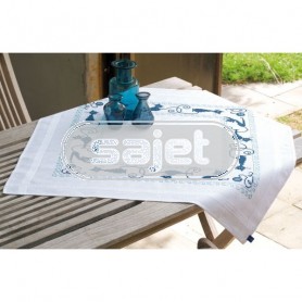 kruissteekdekservet vrolijke poezenbende, wit