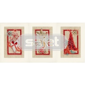 borduurpakket kerstkaart (3 st.) hart, hert en kerstboom