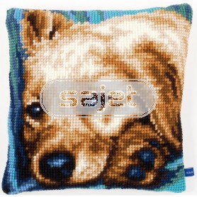 kruissteekkussen luie hond