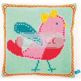 kruissteekkussen lief!, roze vogel