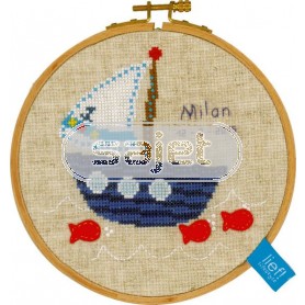 borduurpakket lief!, zeilbootje met visjes (incl. borduurring)