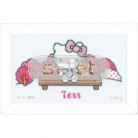 borduurpakket hello kitty, geboorte tess