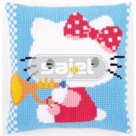 kruissteekkussen hello kitty, op de trom