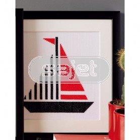 borduurpakket abstract, zeilboot