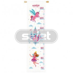 borduurpakket prinses met eenhoorn, groeimeter/meetlat