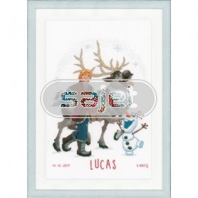 borduurpakket frozen, kristoff en sven, geboorte lucas